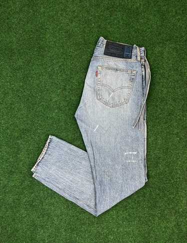 f*i様 KITH × LEVI'S Salt AOP Trucker Kith x Levi's Salt Bleached AOP 501 Jeans Light Blue Men's