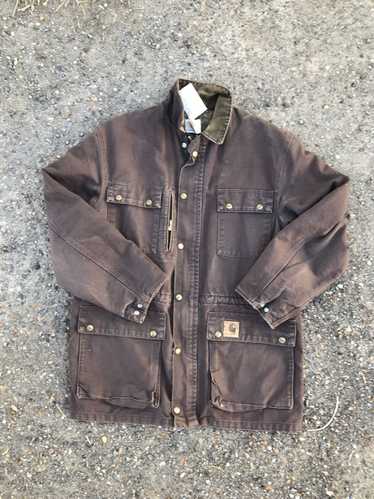 Carhartt Vtg Dark Brown Carhartt full zip with but