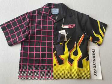 Prada Prada Double Match Bowling Shirt Black Pink… - image 1
