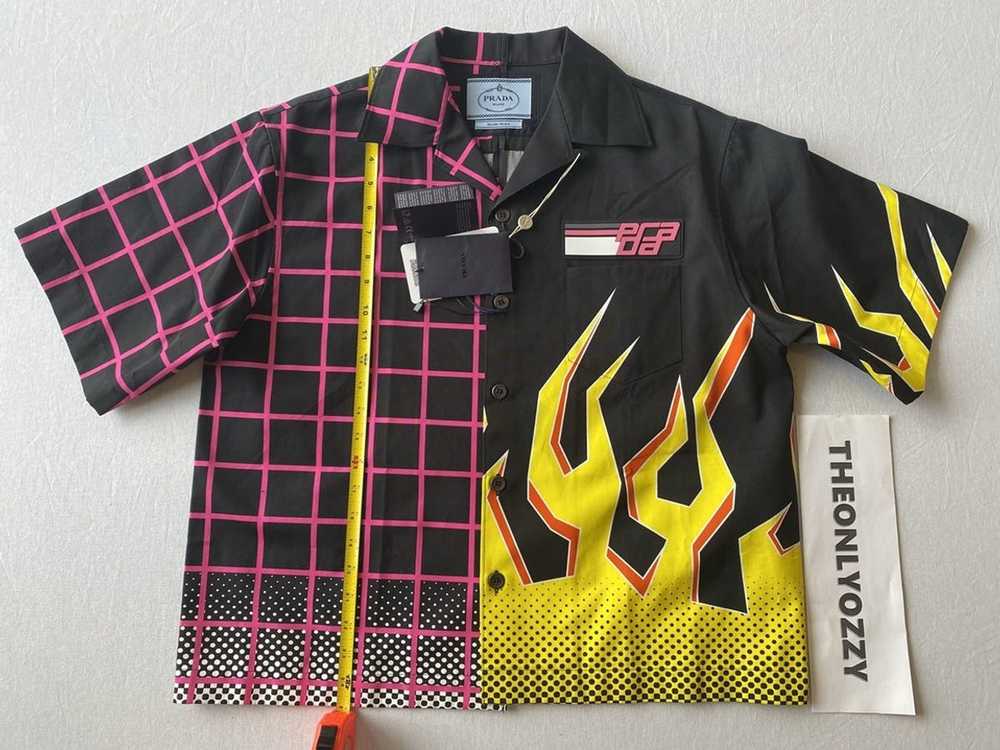 Prada Prada Double Match Bowling Shirt Black Pink… - image 3
