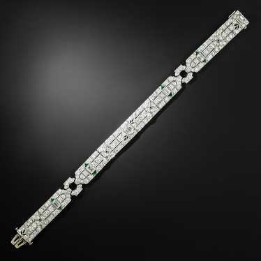 Art Deco Platinum, Diamond, Emerald and Onyx Brace