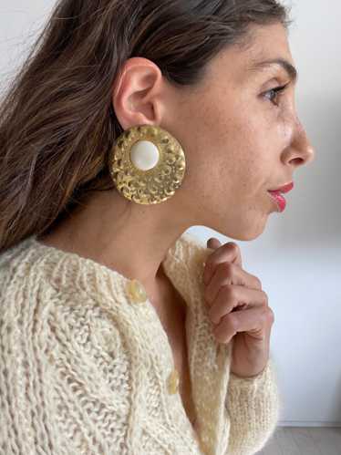 oversized vintage metal & pearl earrings