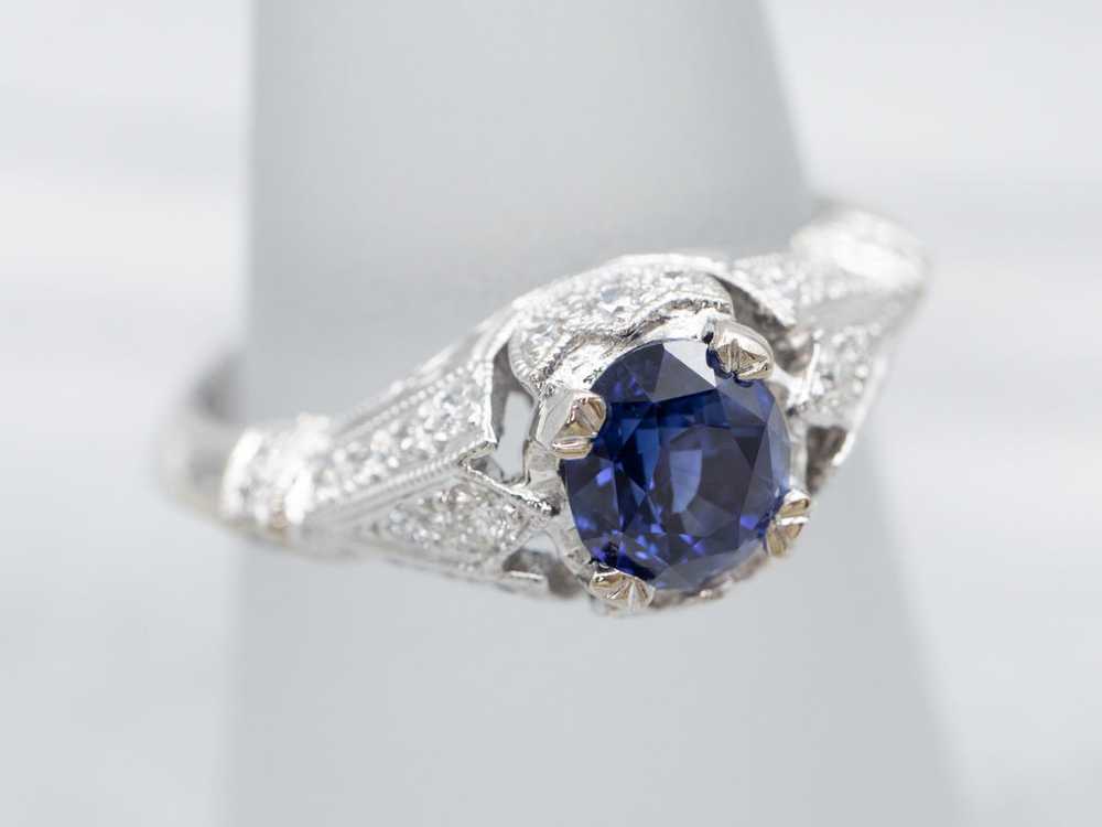 Modern Sapphire and Diamond Ring - image 3