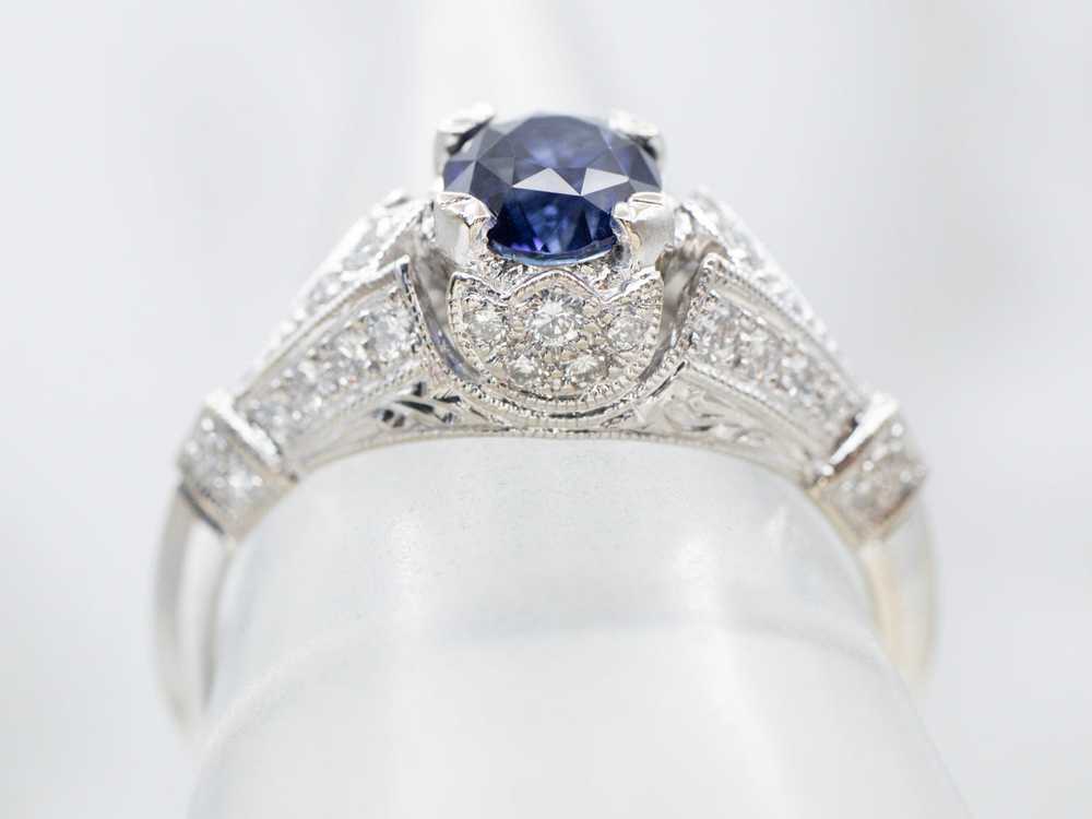 Modern Sapphire and Diamond Ring - image 4