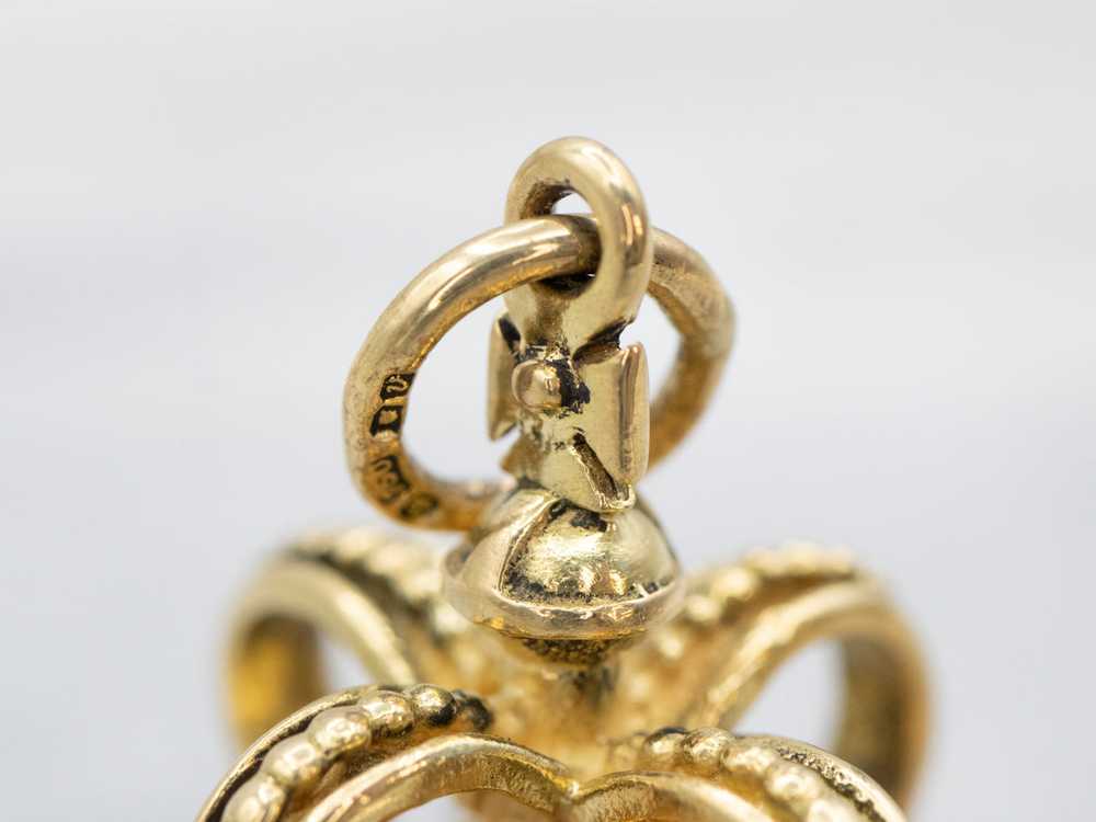 18K Gold Fleur De Lis Crown Charm - image 3