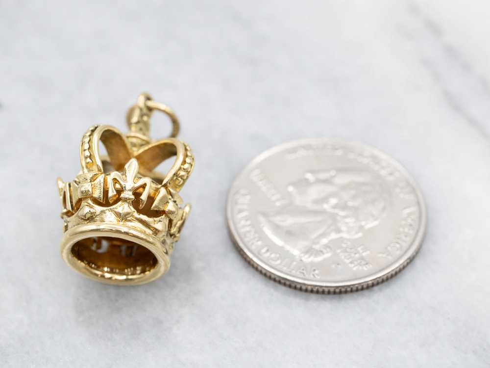 18K Gold Fleur De Lis Crown Charm - image 4
