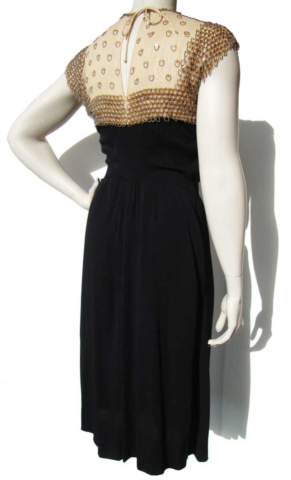 Vintage 40s Black Rayon Beaded Dress & Bolero Jac… - image 6