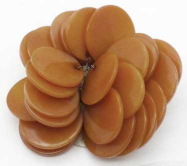 Butterscotch Bakelite Discs Brooch - image 1