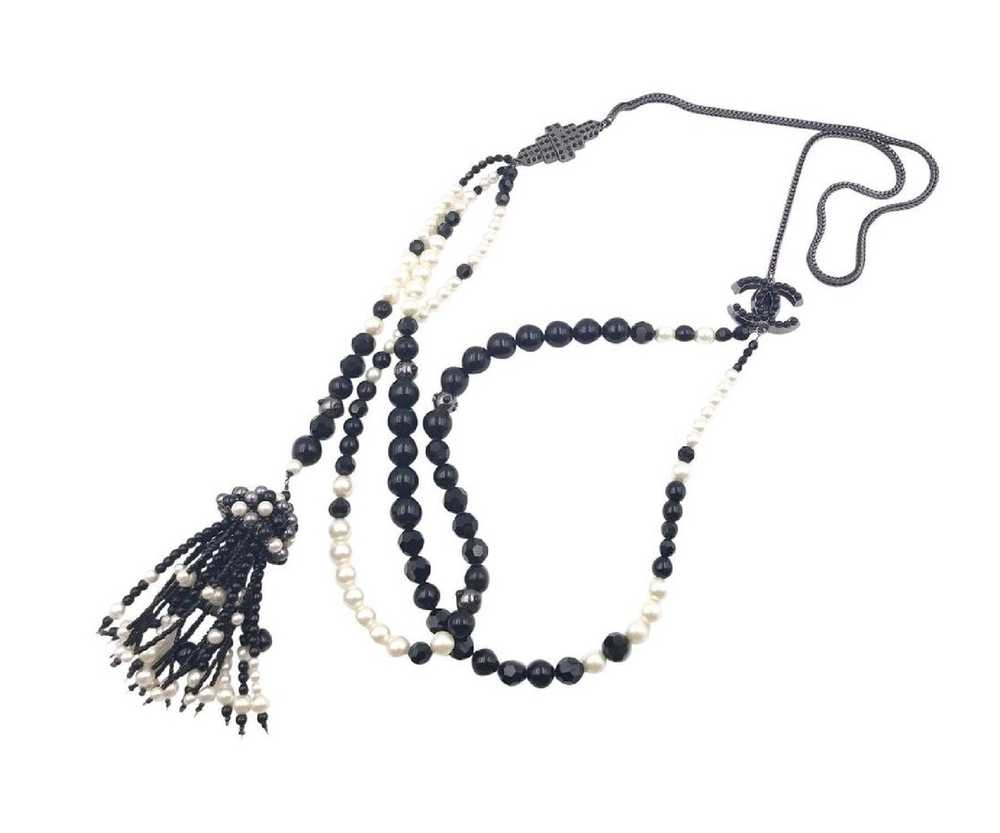 Chanel Chanel Rare Black Stone Pearl Dangle Tasse… - image 1