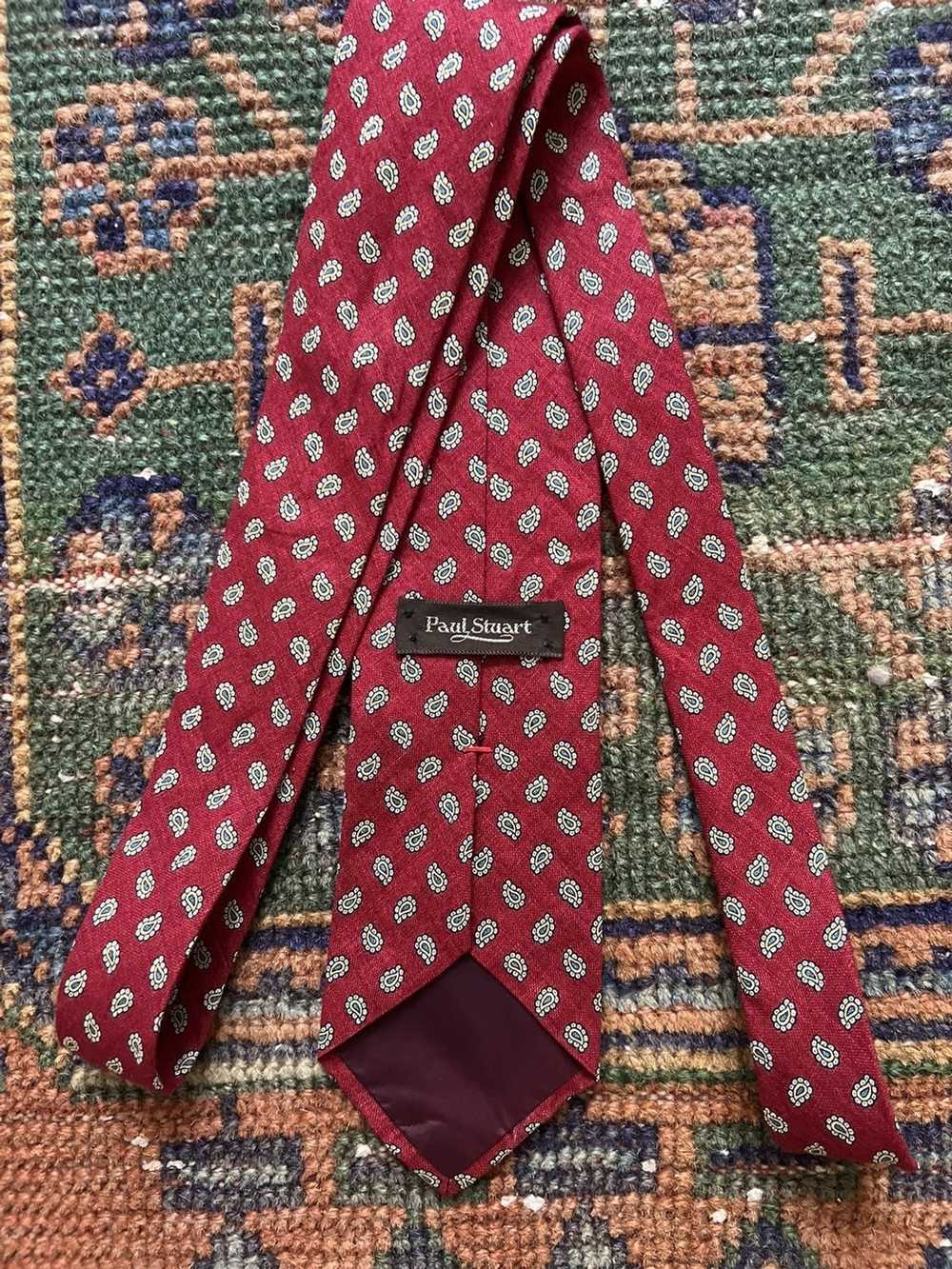 Paul Stuart Paul Stuart Linen Paisley Tie - image 2