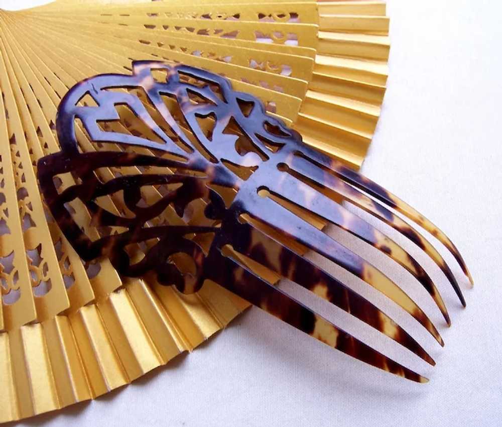 Late Victorian hair comb faux shell Spanish style… - image 5