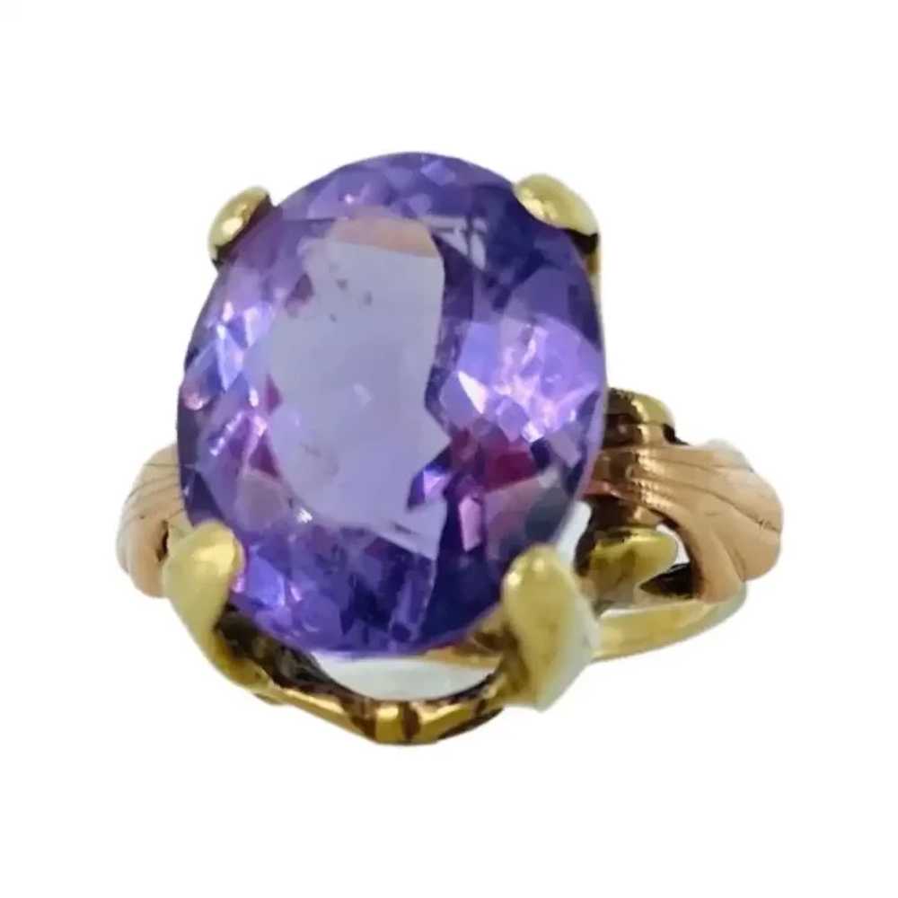 Antique 10.20 Carat Oval Amethyst Cocktail Ring - image 2
