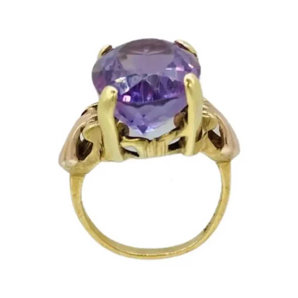 Antique 10.20 Carat Oval Amethyst Cocktail Ring - image 4