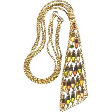 HUGE Modernist Rhinestone TRIANGLE Necklace - image 1