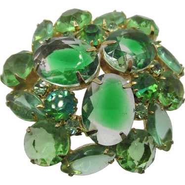 Gorgeous Open-Back Green Givre Rhinestone Domed Br