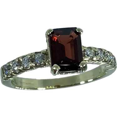 14k Garnet & Diamonds Handcrafted Ring