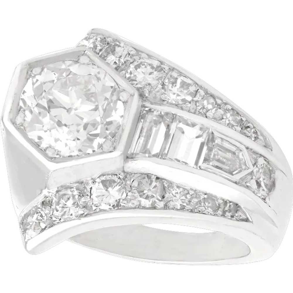 Art Deco 3.24ct Diamond and Platinum Cocktail Rin… - image 1