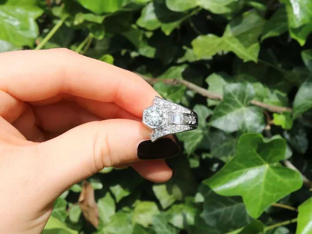 Art Deco 3.24ct Diamond and Platinum Cocktail Rin… - image 2