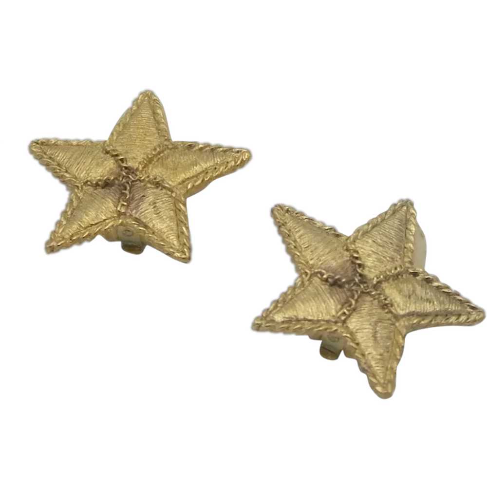 Carol Dauplaise Star Earrings Gold tone Clip ons - image 1