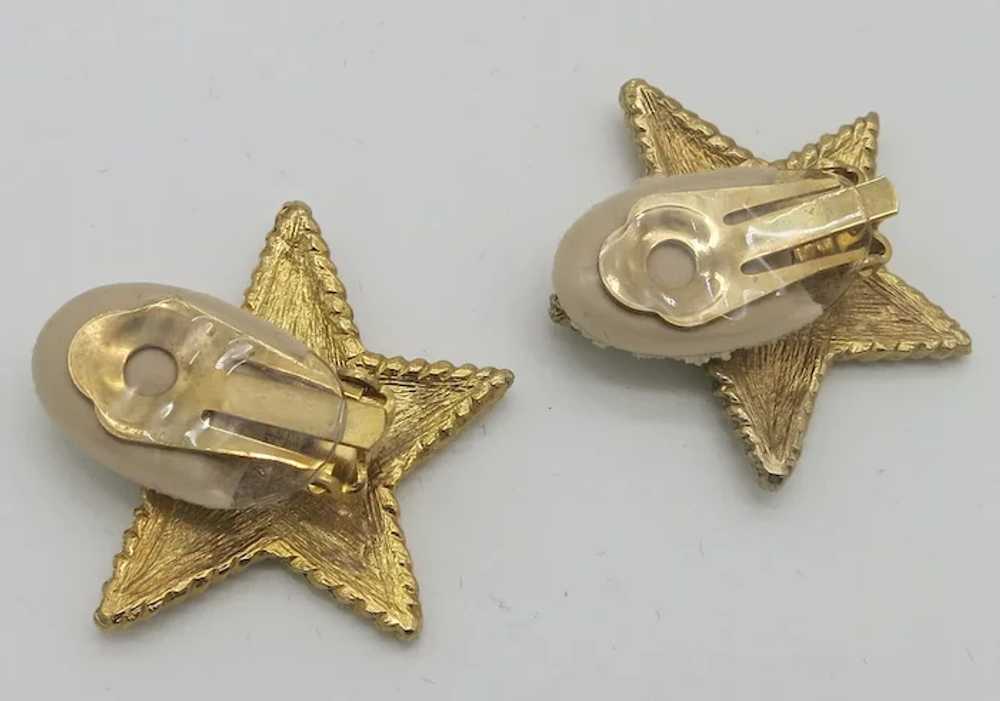 Carol Dauplaise Star Earrings Gold tone Clip ons - image 3
