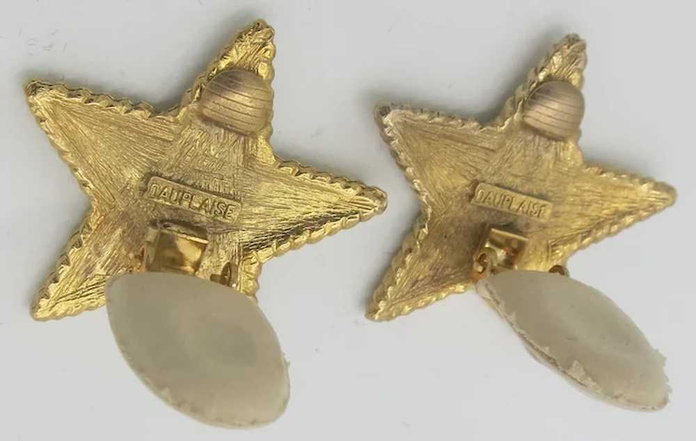 Carol Dauplaise Star Earrings Gold tone Clip ons - image 4