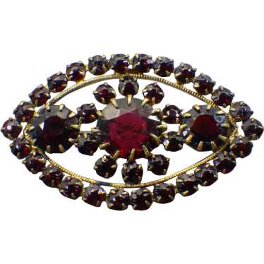 Bohemian Garnet Brooch, Made In Czechoslovakia, F… - image 1