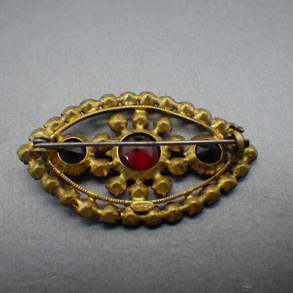 Bohemian Garnet Brooch, Made In Czechoslovakia, F… - image 2