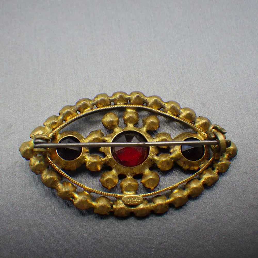 Bohemian Garnet Brooch, Made In Czechoslovakia, F… - image 4