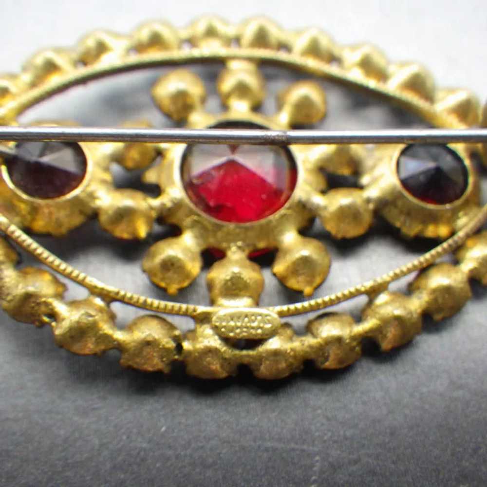 Bohemian Garnet Brooch, Made In Czechoslovakia, F… - image 5