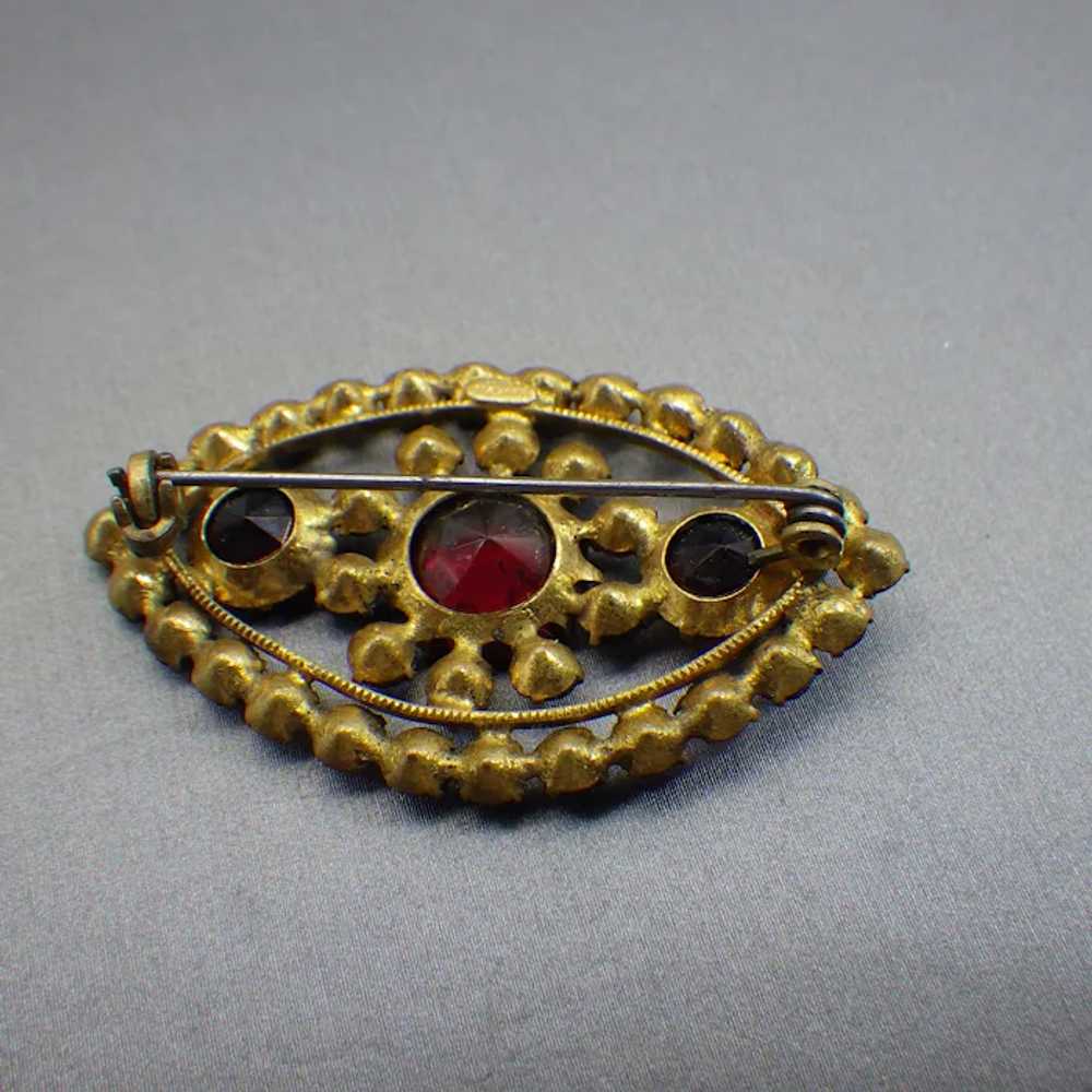 Bohemian Garnet Brooch, Made In Czechoslovakia, F… - image 6