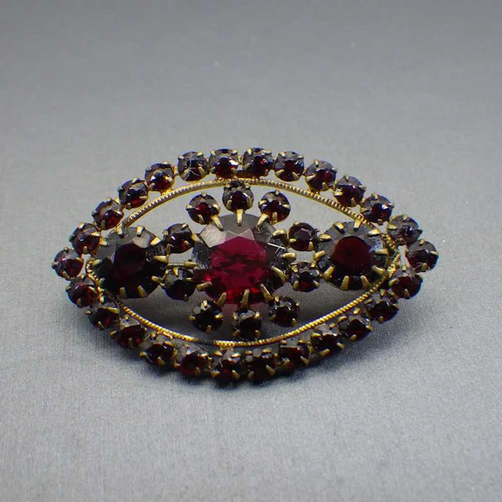 Bohemian Garnet Brooch, Made In Czechoslovakia, F… - image 8