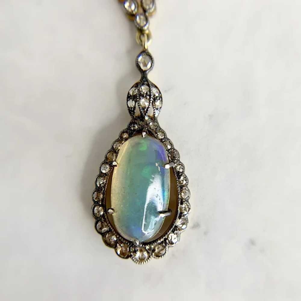 Antique Silver/ 18K Yellow Gold Oval Opal Cabocho… - image 7