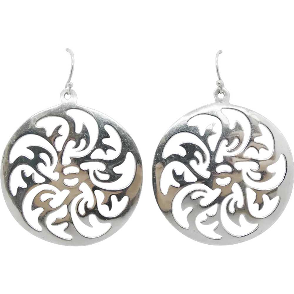 Vintage Sterling Silver Cut Out Earrings - image 1