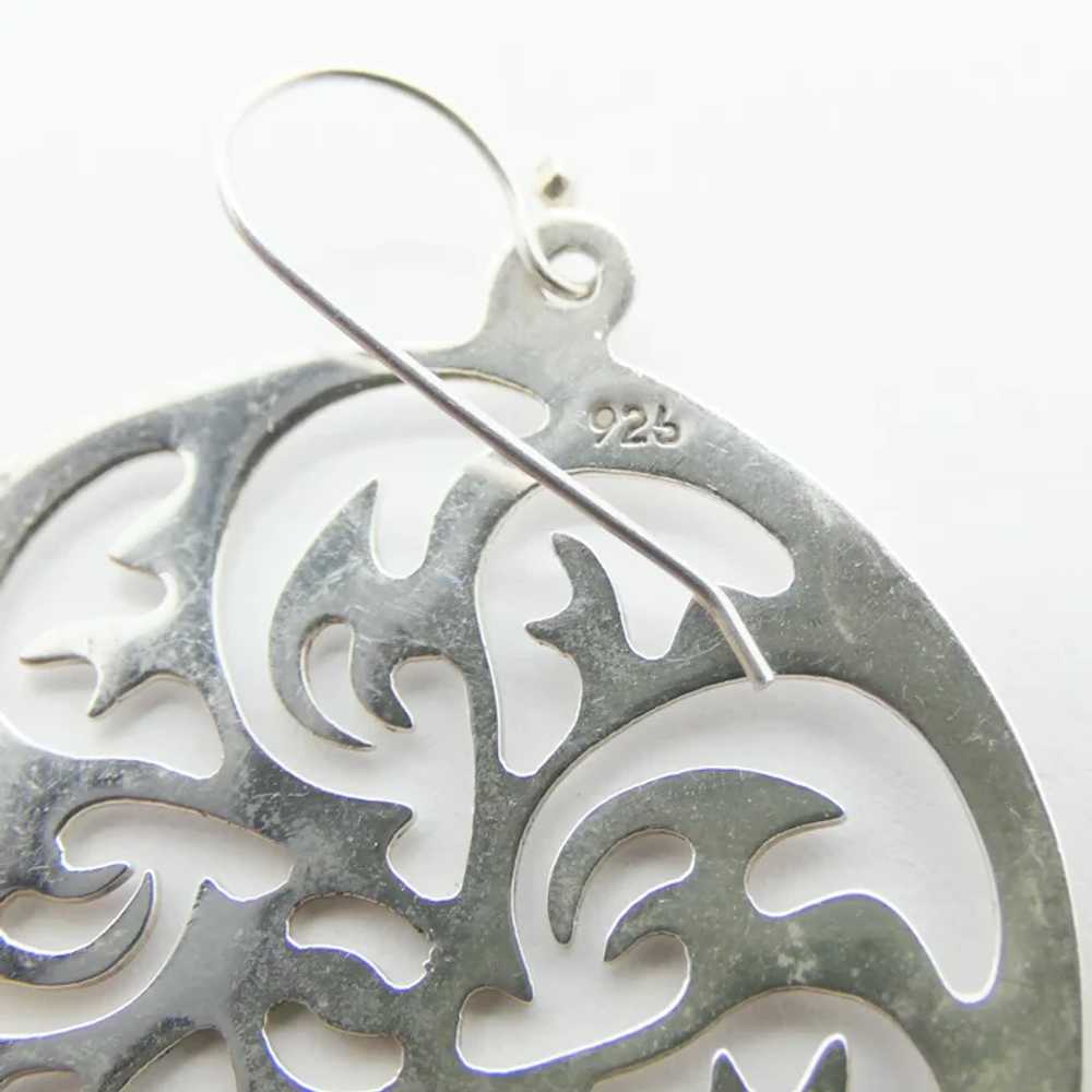 Vintage Sterling Silver Cut Out Earrings - image 2