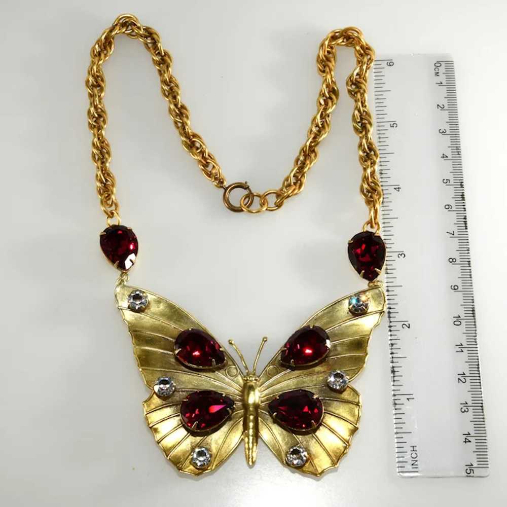Joseff of Hollywood Necklace Butterfly Red Rhines… - image 4