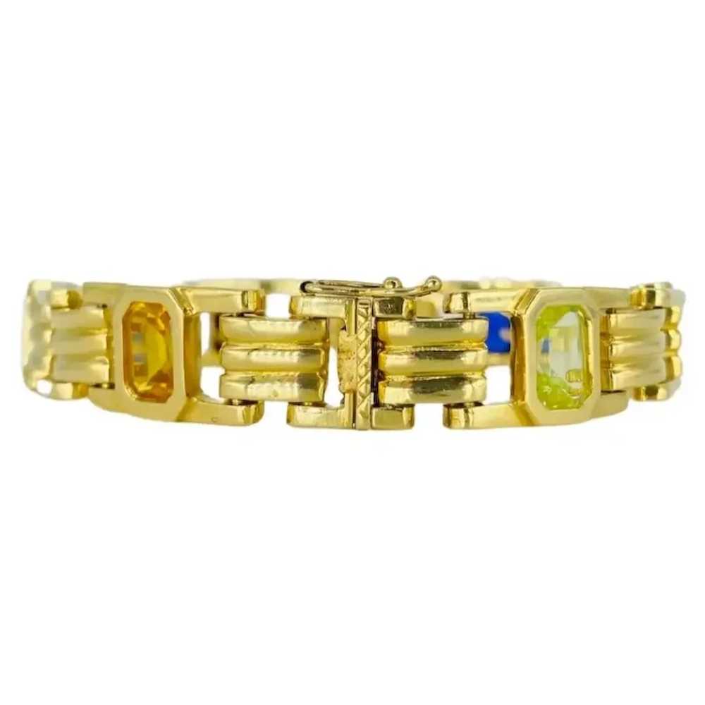 Vintage Multi-Gemstone Bracelet Italy 18k Gold It… - image 2