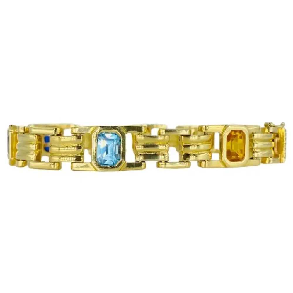 Vintage Multi-Gemstone Bracelet Italy 18k Gold It… - image 3