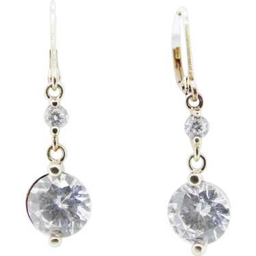 Gold Vermeil Cubic Zirconia Dangle Earrings - image 1