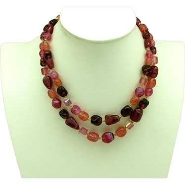 Double Strand Jeweltone Glass Bead Necklace - image 1