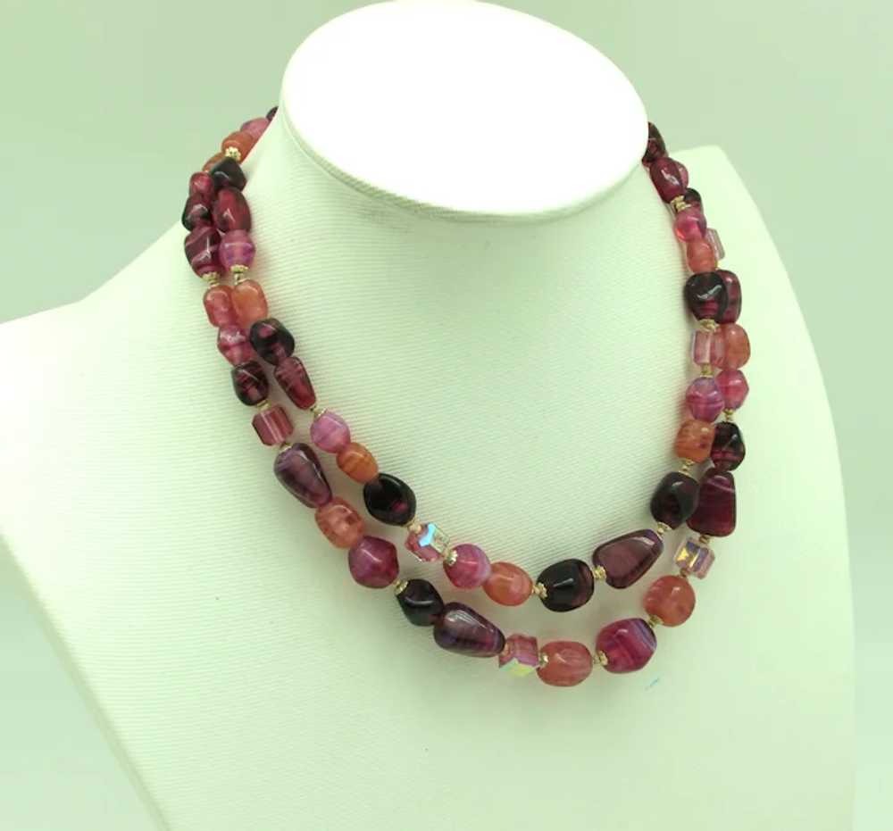 Double Strand Jeweltone Glass Bead Necklace - image 3