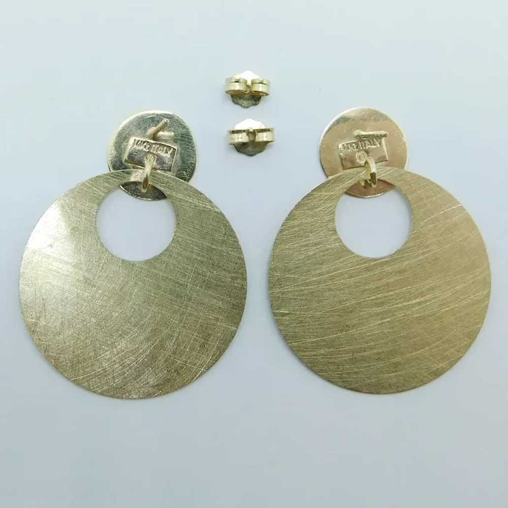 Double Disk Drop Earrings 14K Yellow Gold - image 3