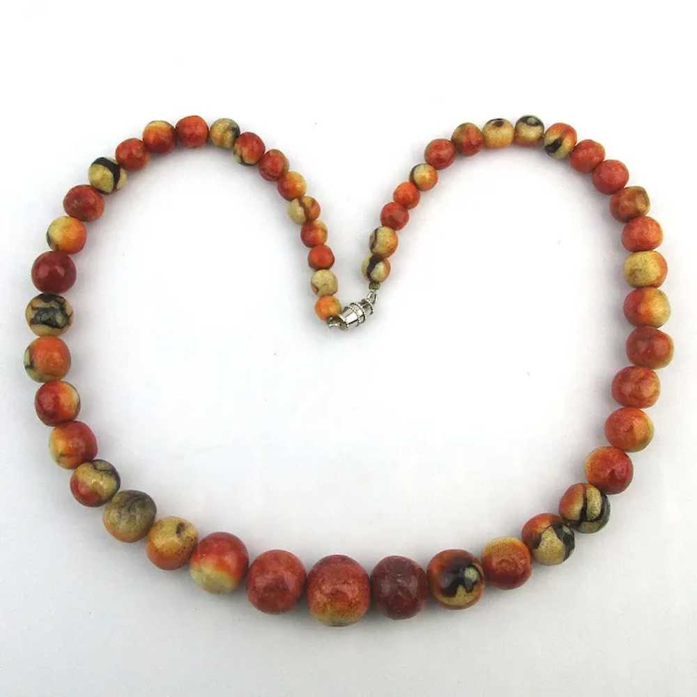 Vintage Apple Coral Bead Necklace - Chunky Beads … - image 2