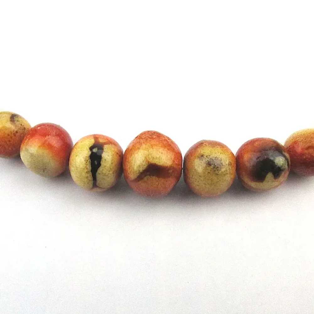 Vintage Apple Coral Bead Necklace - Chunky Beads … - image 3