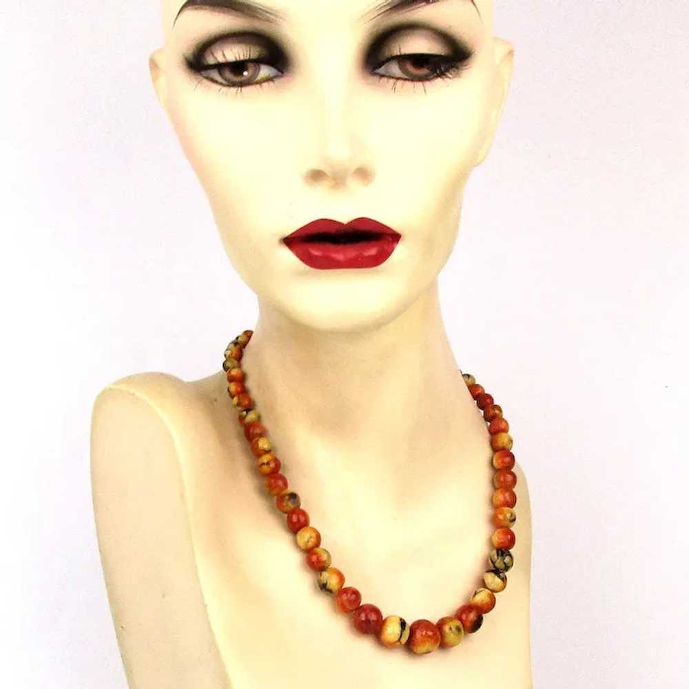 Vintage Apple Coral Bead Necklace - Chunky Beads … - image 4