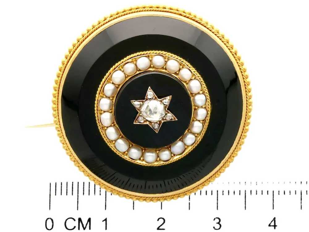 Antique 0.41ct Diamond, Pearl and Black Onyx, 18c… - image 7