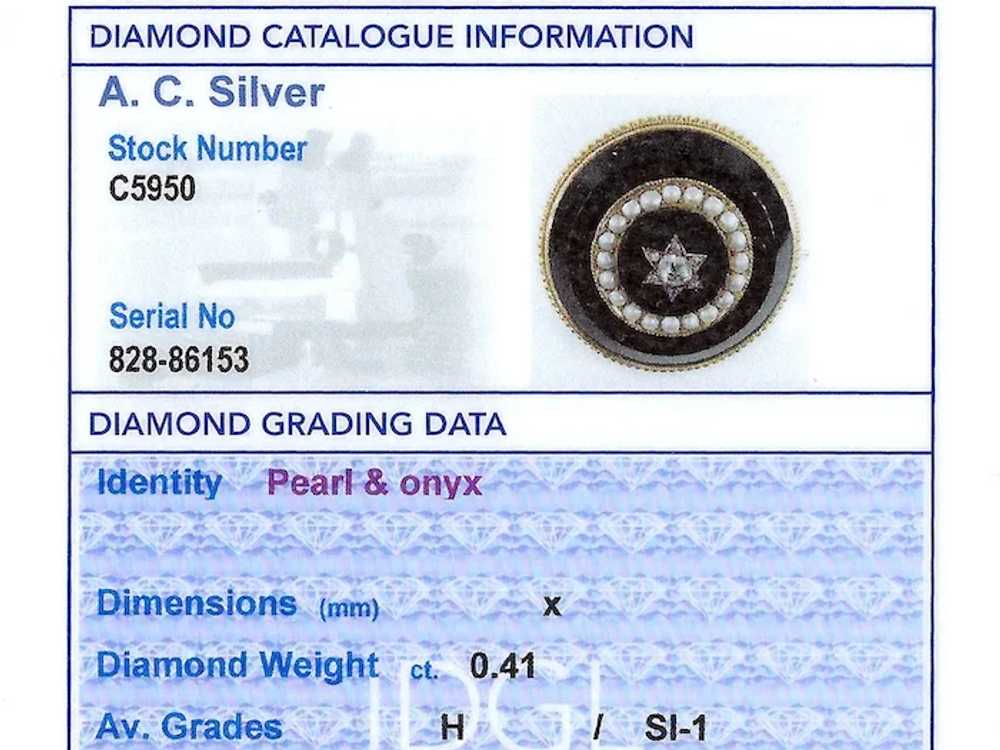 Antique 0.41ct Diamond, Pearl and Black Onyx, 18c… - image 8
