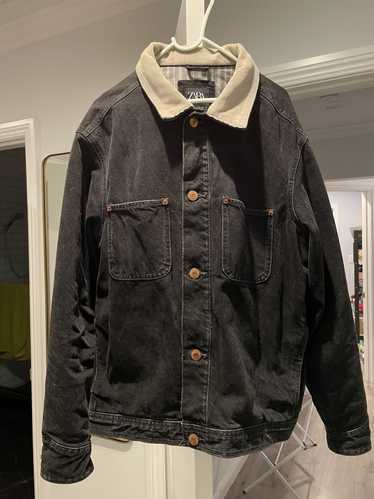 Zara zara black lined denim jacket men - s