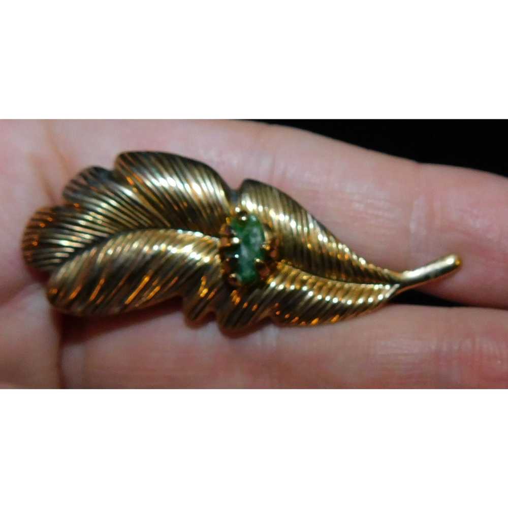 Other Vintage 1950s Feather And Agate Brooch - image 1