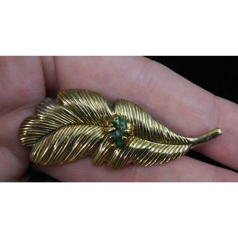 Other Vintage 1950s Feather And Agate Brooch - image 3