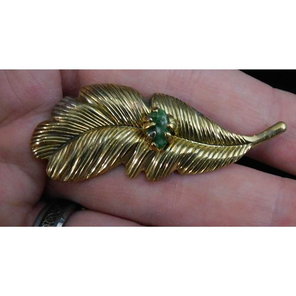 Other Vintage 1950s Feather And Agate Brooch - image 4